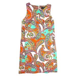 Bold Paisley Shift Dress Retro Resort Sleeveless Keyhole Nine West 6